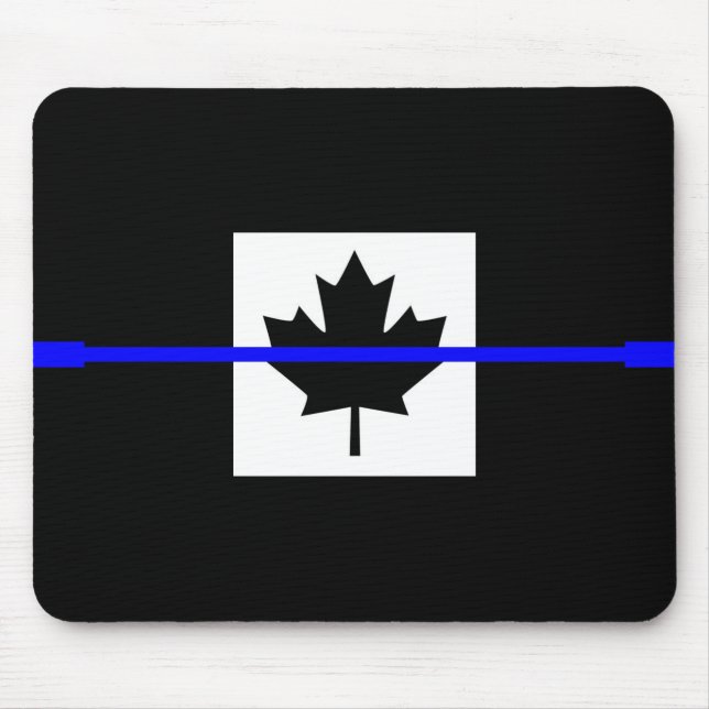Thin Blue Line on Canadian Flag Design Mouse Mat (Front)