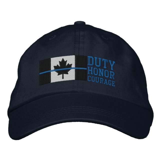 Thin Blue Line on Canadian Flag Duty Honour Courag Embroidered Hat (Front)