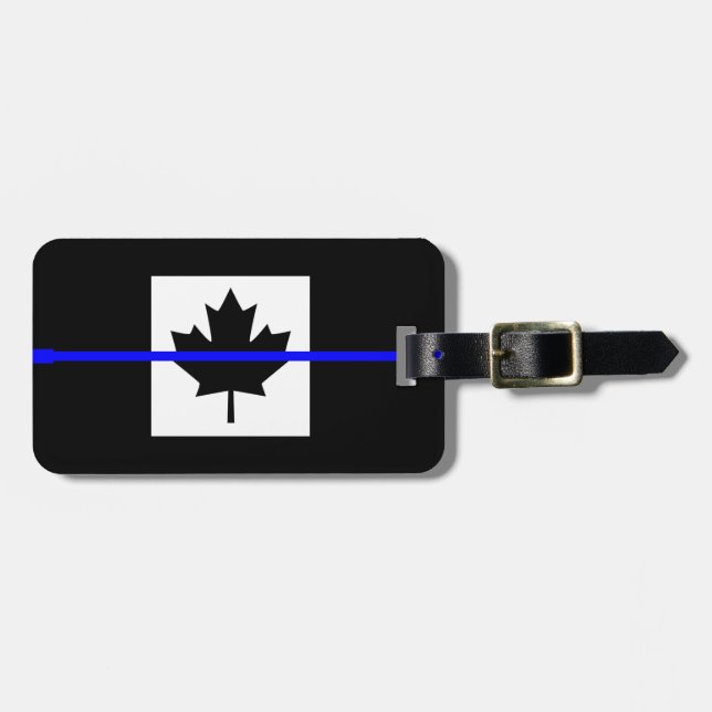 Thin Blue Line on Canadian Flag Luggage Tag (Front Horizontal)