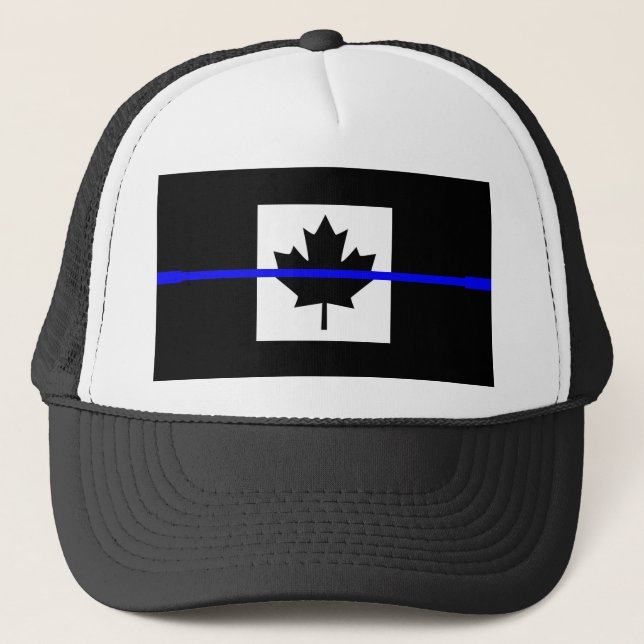 Thin Blue Line on Canadian Flag Trucker Hat (Front)