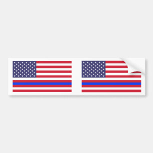 "THIN BLUE LINE on FLAG" Bumper Sticker