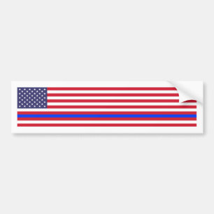 "THIN BLUE LINE on FLAG" Bumper Sticker