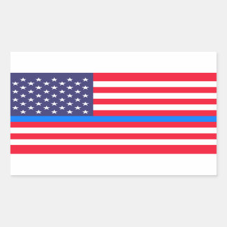 "THIN BLUE LINE on FLAG" Rectangular Sticker