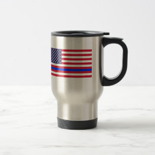 "THIN BLUE LINE on FLAG" Travel Mug