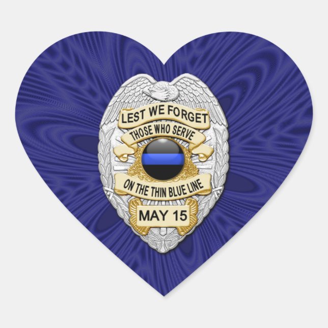 Thin Blue Line One-of-a-Kind Heart Sticker (Front)