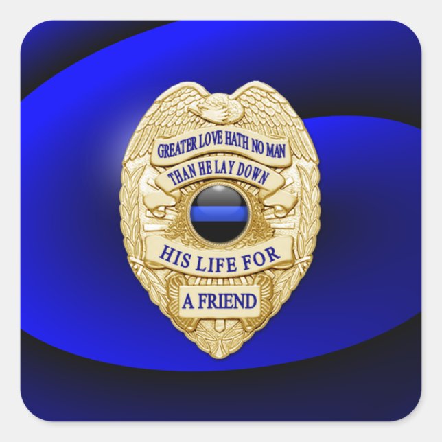 Thin Blue Line One-of-a-Kind Square Sticker (Front)