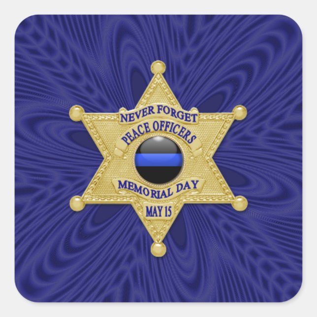 Thin Blue Line One-of-a-Kind Square Sticker (Front)