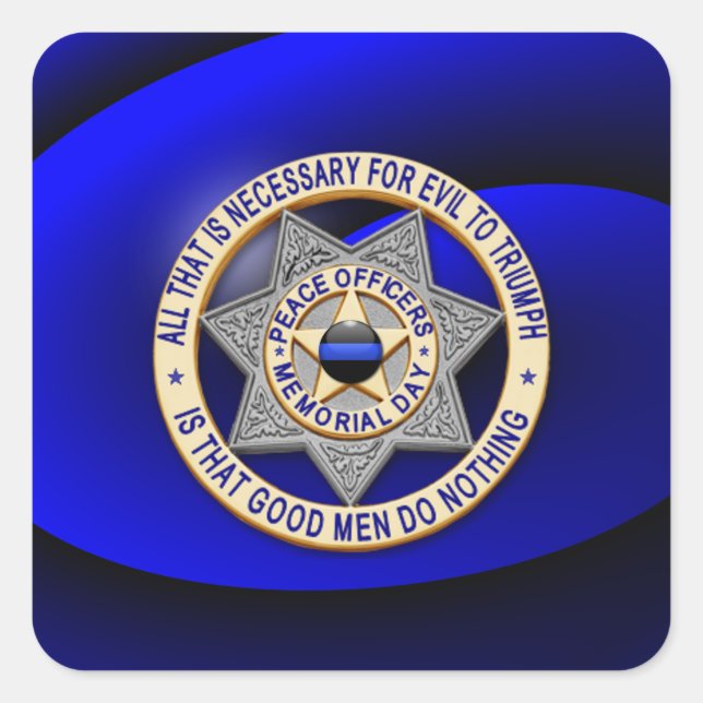 Thin Blue Line One-of-a-Kind Square Sticker (Front)