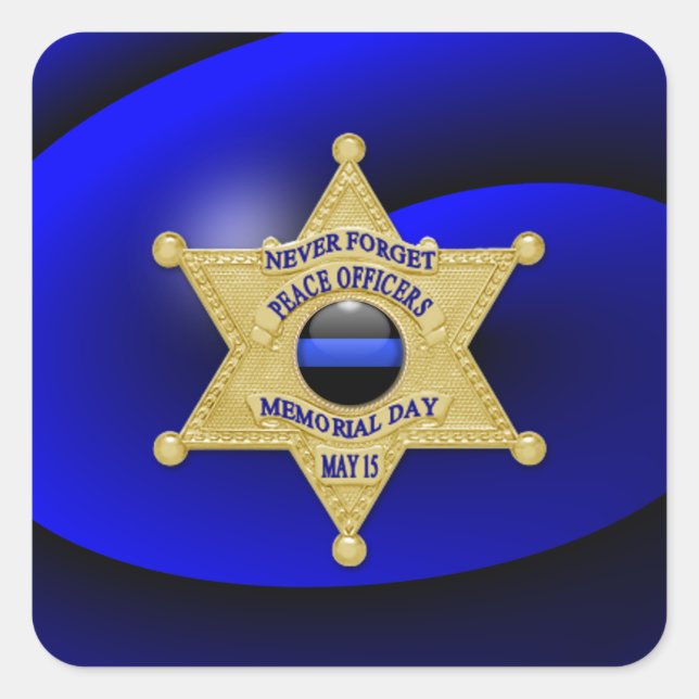 Thin Blue Line One-of-a-Kind Square Sticker (Front)