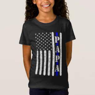 Thin Blue Line Papa Vintage Police American Flag F T-Shirt