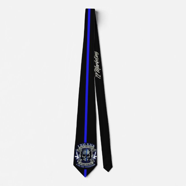 Thin blue line peacemaker tie police officer LEO (Front)