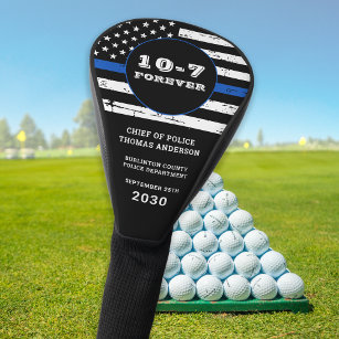 Thin Blue Line Personalised 10-7 Police Retirement Golf Head Cover