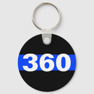 Thin Blue Line Personalised Badge Number Keychain