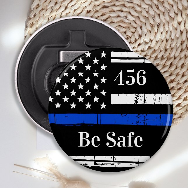 Thin Blue Line Personalised Badge Number Police Bottle Opener (Creator Uploaded)