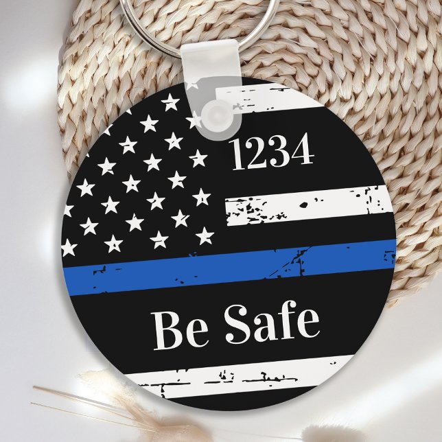 Thin Blue Line Personalised Badge Number Police Ke Key Ring (Creator Uploaded)