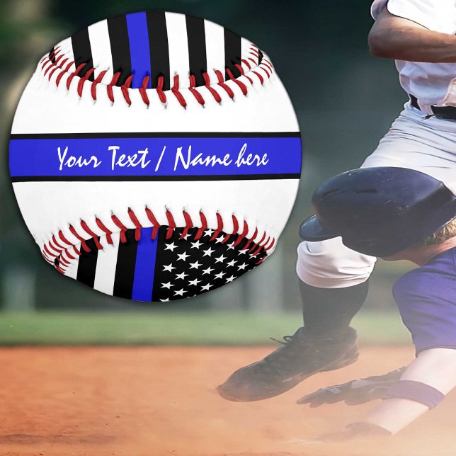 Thin Blue Line & Personalised Flag police / USA  Baseball (Creator Uploaded)
