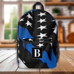 Thin Blue Line Personalised Monogram Police Printed Backpack