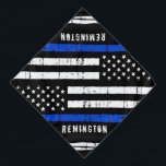 Thin Blue Line Personalised Police Dog Bandanna<br><div class="desc">Thin Blue Line Bandanna - American flag in Police Flag colours, distressed design . Personalise with police dog name. This personalised police dog bandanna is perfect for police and law enforcement families and all those who support them . COPYRIGHT © 2020 Judy Burrows, Black Dog Art - All Rights Reserved....</div>