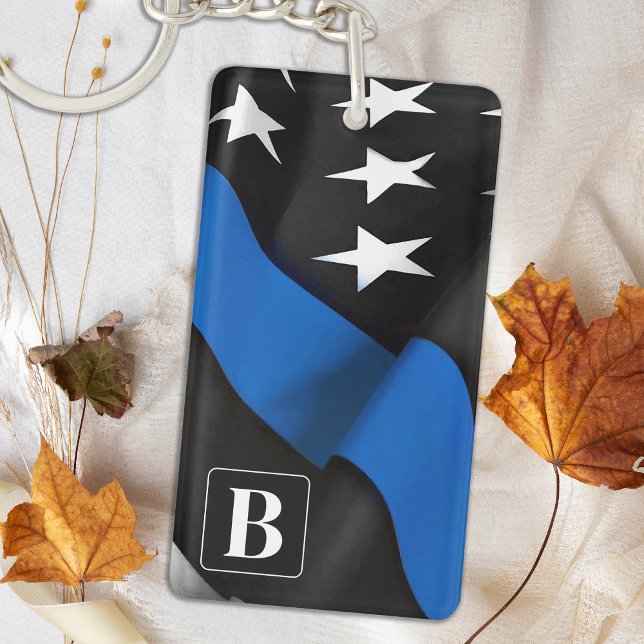 Thin Blue Line Personalised Police Keychain (Creator Uploaded)