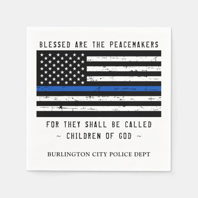 Thin Blue Line Personalised Police Law Enforcement Napkin (Front)