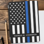 Thin Blue Line Personalised Police Officer iPad Pro Cover<br><div class="desc">Thin Blue Line iPad Pro Cover - American flag in Police Flag colours, modern black and blue design . Personalise with police officers name. This personalised police officer iPad cover is perfect for police departments. COPYRIGHT © 2020 Judy Burrows, Black Dog Art - All Rights Reserved. Thin Blue Line Personalised...</div>