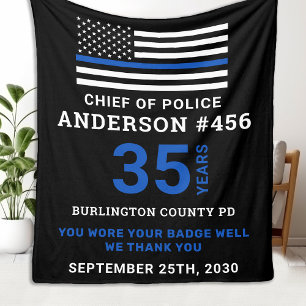 Thin Blue Line Personalised Police Retirement Fleece Blanket