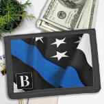 Thin Blue Line Personalised Police Trifold Wallet<br><div class="desc">Thin Blue Line Wallet - American flag in Police Flag colours, distressed design . Personalise with police officer name. This personalised police wallet is perfect for police and law enforcement families and all those who support them. A wonderful police retirement or law enforcement graduation gift. COPYRIGHT © 2020 Judy Burrows,...</div>
