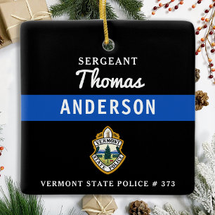 Thin Blue Line Personalized Logo Police Officer Ceramic Ornament