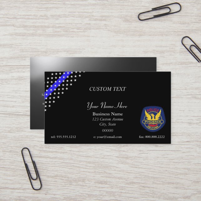 Thin Blue Line Phoenix Police Business Card (Front/Back In Situ)