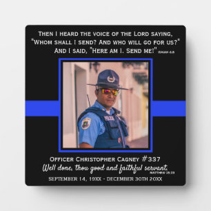 Thin Blue Line Photo Police Officer Memorial Plaque