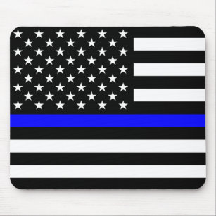 Thin Blue Line Police American Flag Mouse Mat