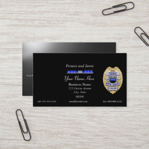 Thin Blue Line Police Badge and Light Bar Business Card