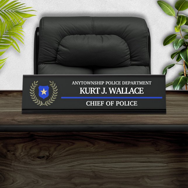 Thin Blue Line Police Badge Desk Name Plate (Creator Uploaded)