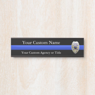 Thin Blue Line Police Badge Door Sign