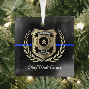 Thin Blue Line Police Badge Personalised Ornament