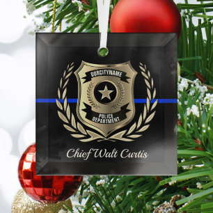 Thin Blue Line Police Badge Personalised Ornament
