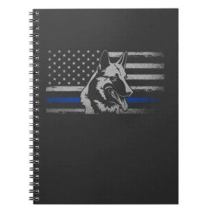 Thin Blue Line Police Belgian Malinois Dog Notebook