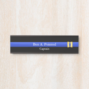 Thin Blue Line - Police Captain Rank  Door Sign