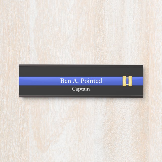 Thin Blue Line - Police Captain Rank  Door Sign (Front)