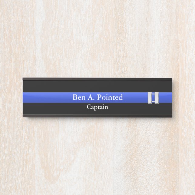 Thin Blue Line - Police Captain Rank  Door Sign (Front)