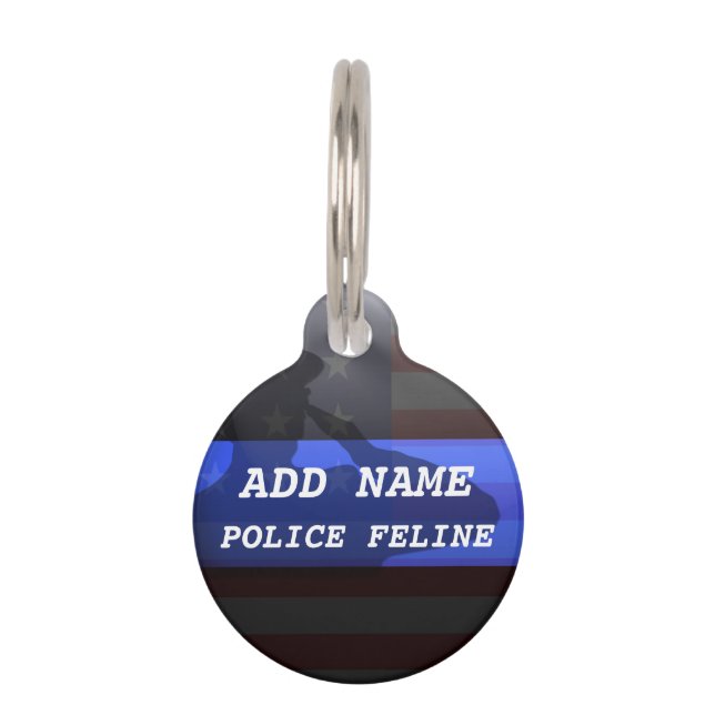 Thin Blue Line Police Cat Tag (Back)