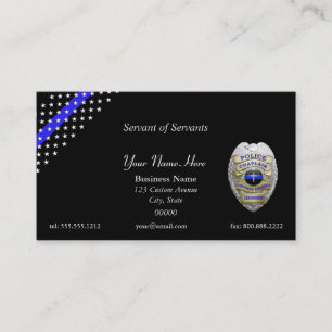 Thin Blue Line Police Chaplain Badge Business Card