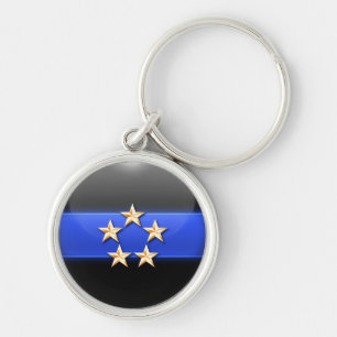 Thin Blue Line Police Chief Key Ring