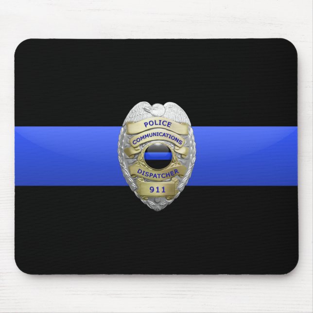 Thin Blue Line Police Dispatcher Badge Mouse Pad (Front)