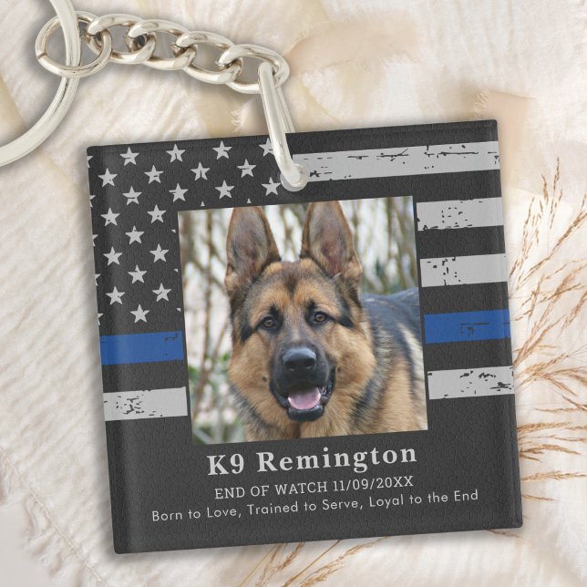 Thin Blue Line Police Dog Memorial Key Ring (Creator Uploaded)