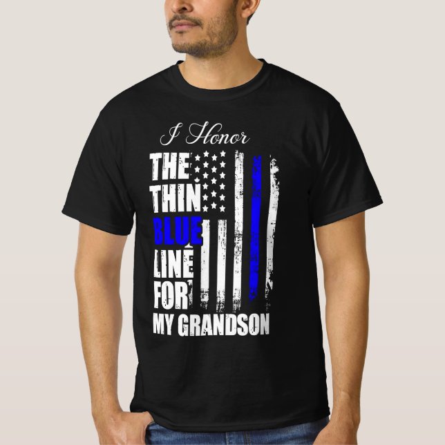 Thin Blue Line Police Flag Back The Blue T-Shirt (Front)