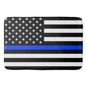 Thin Blue Line Police Flag Bath Mat