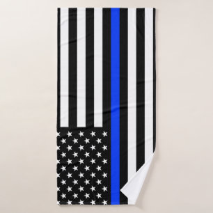 Thin Blue Line Police Flag Bath Towel
