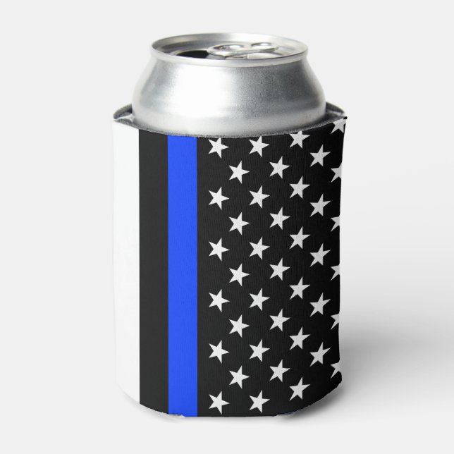 Thin Blue Line Police Flag Can Cooler (Can Front)