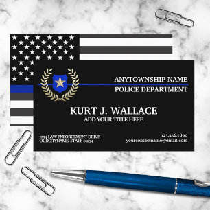 Thin Blue Line Police Flag Custom Business Card